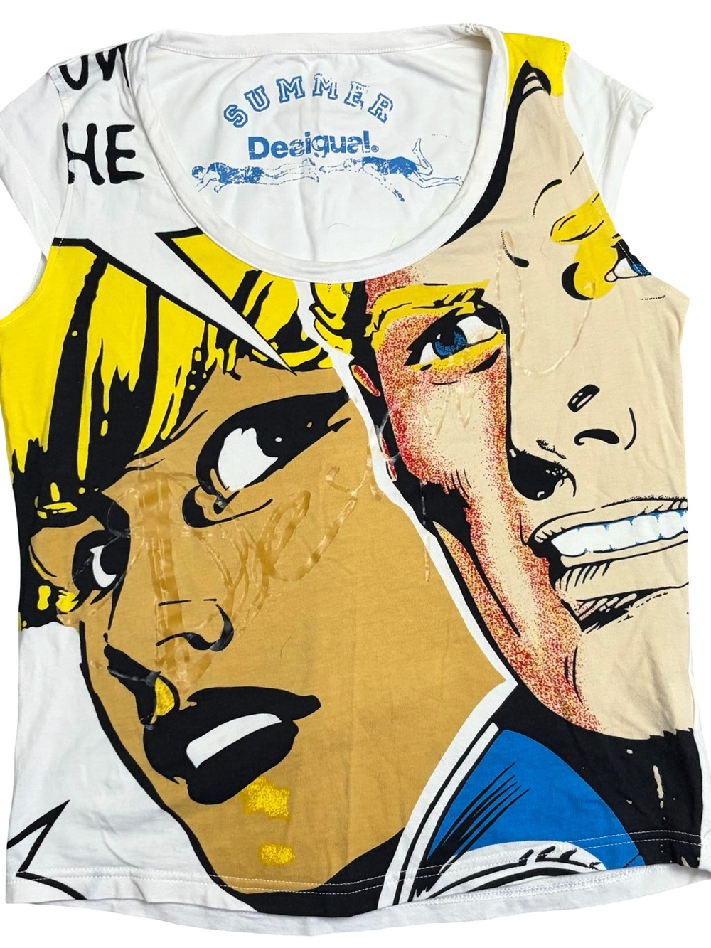 Desigual Kids White & Yellow Pop Art Graphic Tee
